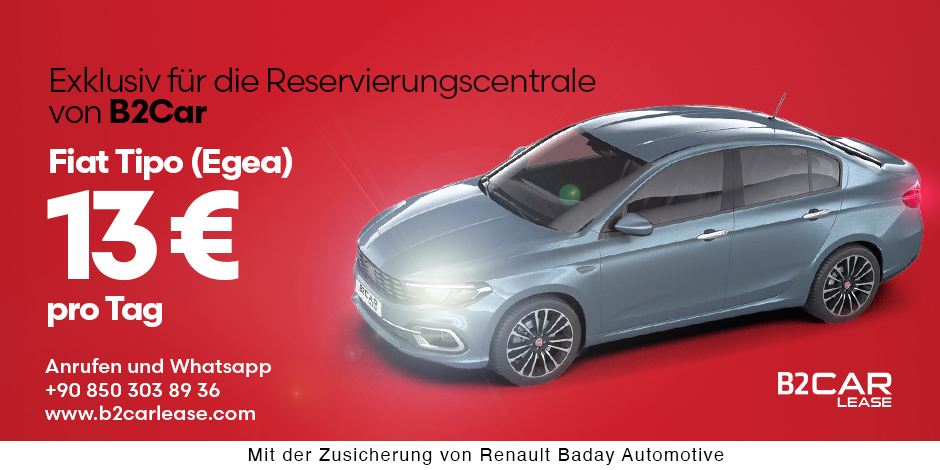 Exklusiv für die Reservierungscentrale von B2Car Fiat Tipo (Egea) 13 € per Tag!