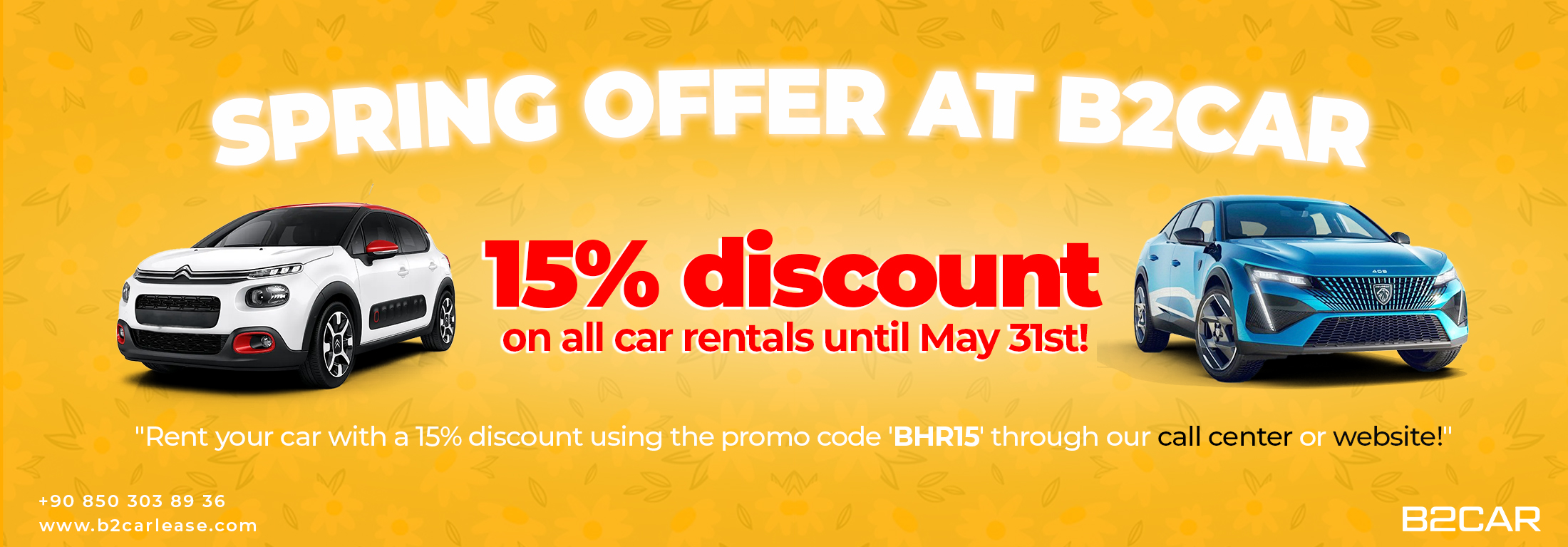%15 discount on all car rentals until the May 30th | Turkey Car Rental