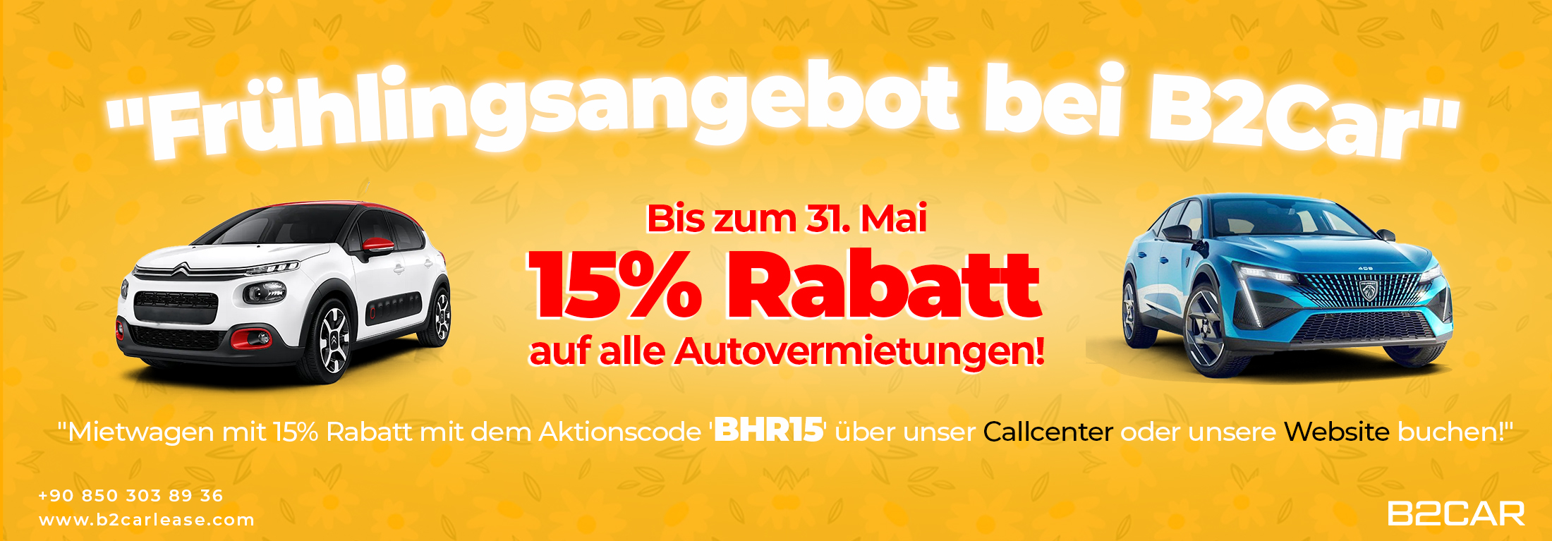 Mietwagen mit 15% Rabatt mit dem Aktionscode 'BHR15' über unser Callcenter oder unsere Website buchen! | Türkei Autovermietung